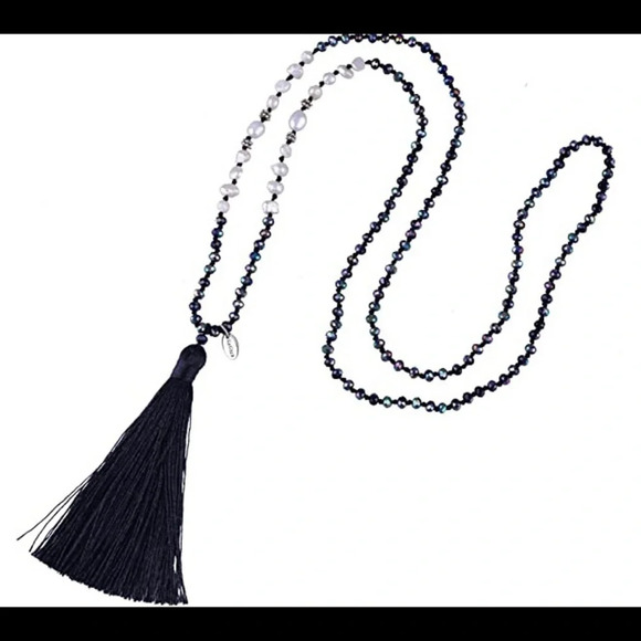 Never Worn! Black Tassel and Beaded Necklace - Picture 1 of 2